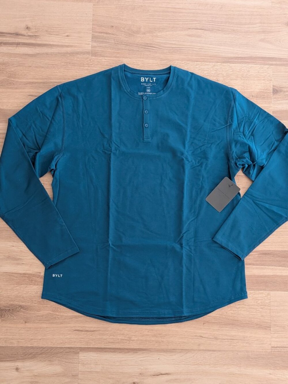 NWT BYLT Drop-Cut LUX Long Sleeve Henley Shirt Blue Men's 2XL